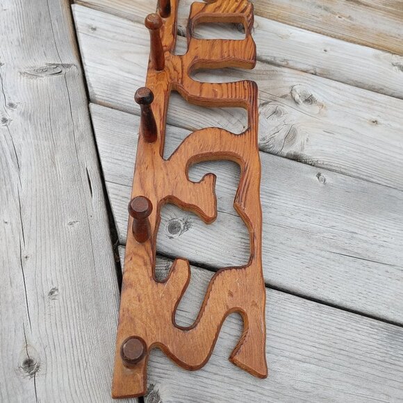 Rustic Wood MUGS Peg Board Hanger for 6 mugs - Picture 6 of 6